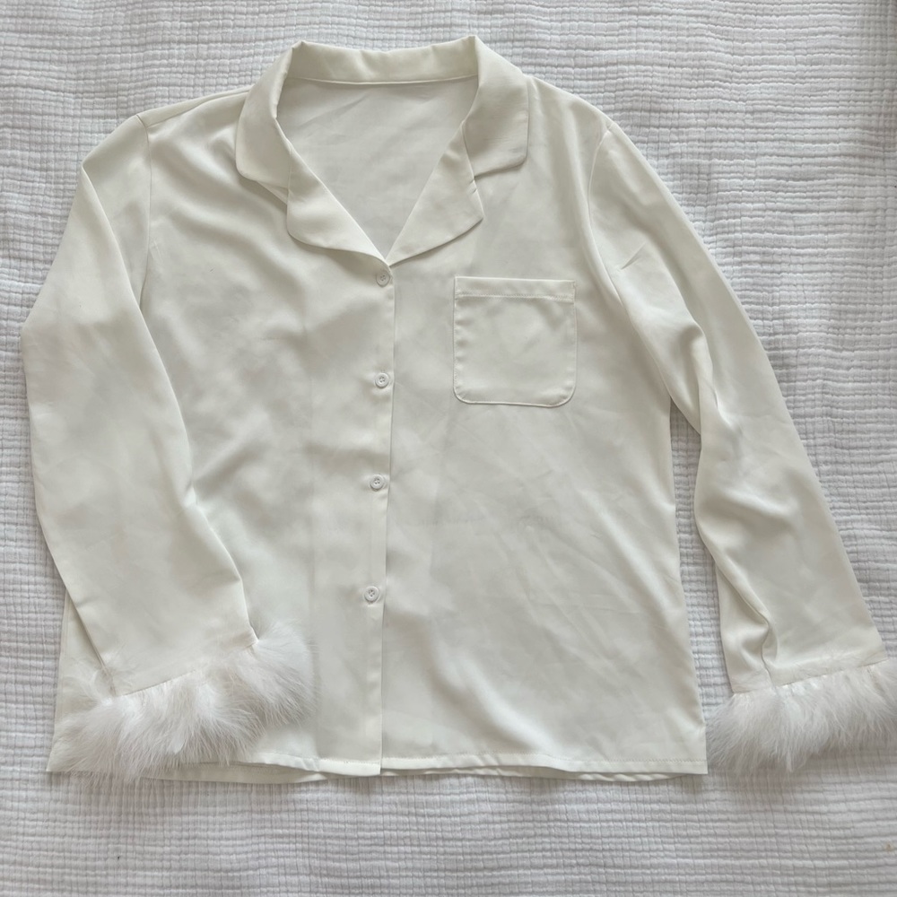 Bridal Pajama Set with Feathers